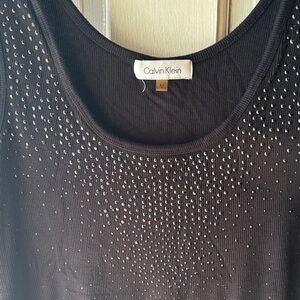 Calvin Klein Black Rhinestone Scoop Neck Tank